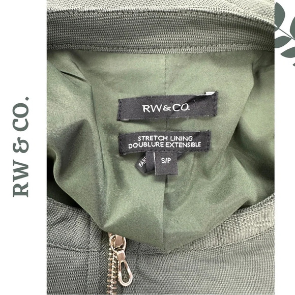 RW&Co Khaki Green Lined Lightweight Bomber Jacket Zipper Front Size Small - Picture 7 of 7